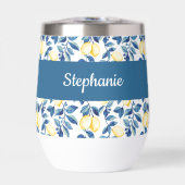 Monogramme Nom Aquarelle Citron Bleu (Avant)