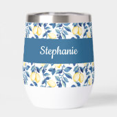 Monogramme Nom Aquarelle Citron Bleu (Arrière)