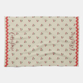 Monogramme Nom Cerises Serviette à main (Horizontal)
