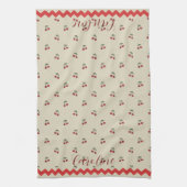 Monogramme Nom Cerises Serviette à main (Vertical)