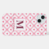 Monogramme nom Cœur rose girly mignon  (Verso Horizontal)