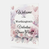 Monogramme nom cœurs floraux aquarelle romantique  (Angle)