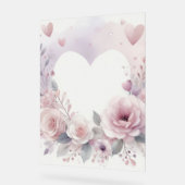 Monogramme nom cœurs floraux aquarelle romantique (Angle)