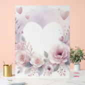 Monogramme nom cœurs floraux aquarelle romantique (Mariage)