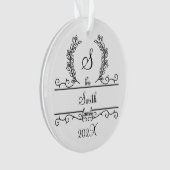 Monogramme Nom de famille Police de script Feuille (devant)