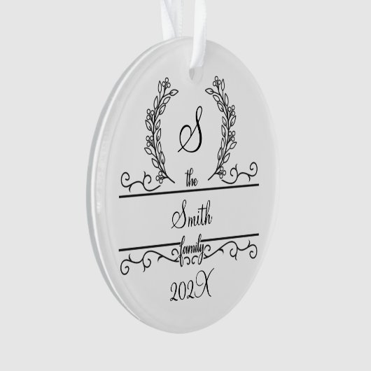 Monogramme Nom de famille Police de script Feuille (devant)