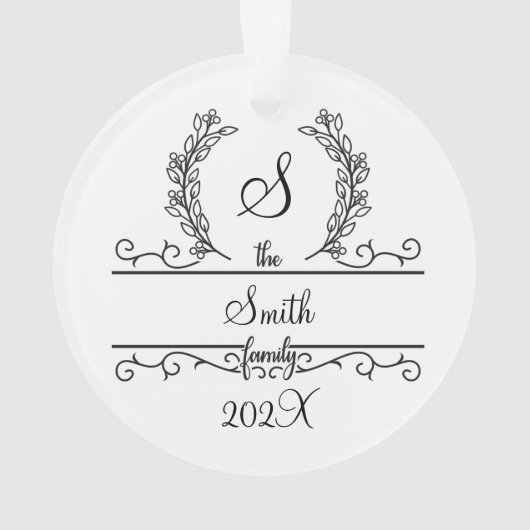 Monogramme Nom de famille Police de script Feuille (dos)