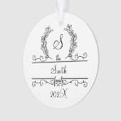 Monogramme Nom de famille Police de script Feuille (devant)