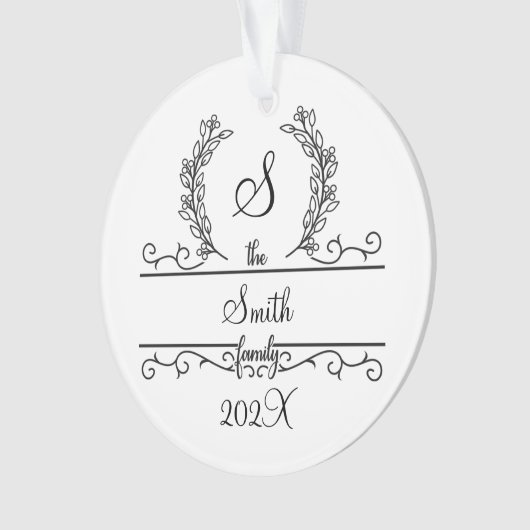 Monogramme Nom de famille Police de script Feuille (devant)