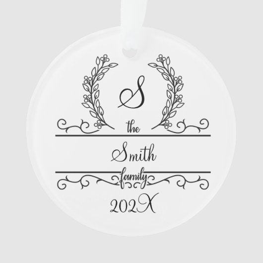 Monogramme Nom de famille Police de script Feuille (devant)