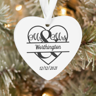 Monogramme Nom de Mariage Cœur Fêtes de Noël