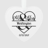 Monogramme Nom de Mariage Cœur Fêtes de Noël (devant)