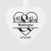 Monogramme Nom de Mariage Cœur Fêtes de Noël (dos)