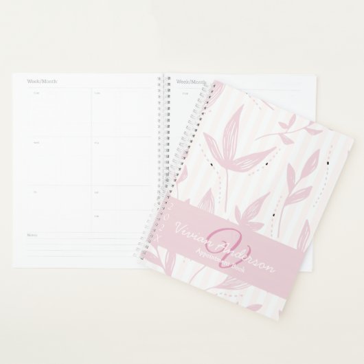 Monogramme Nom du carnet de rendez-vous Rose Paste (Devant avec enveloppe)