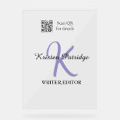 Monogramme nom écrivain violet modifier code QR en (Recto)