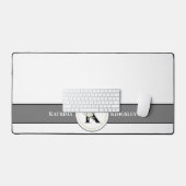 Monogramme & nom élégant floral blanc sur fond bla (Clavier et souris)