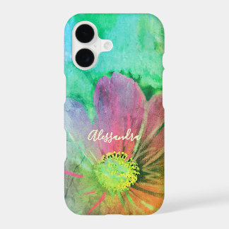 Monogramme Nom Fleur Aquarelle Colorée Botanique