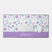 Monogramme Nom Fleur Sauvage Aquarelle Vert Violet (Clavier et souris)