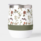 Monogramme Nom Fleur Sauvage Bourgogne Vert (Droite)
