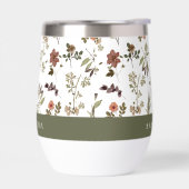 Monogramme Nom Fleur Sauvage Bourgogne Vert (Gauche)
