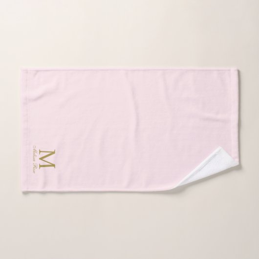 Monogramme Nom initial Elegant Gold Blush (Serviette à main)