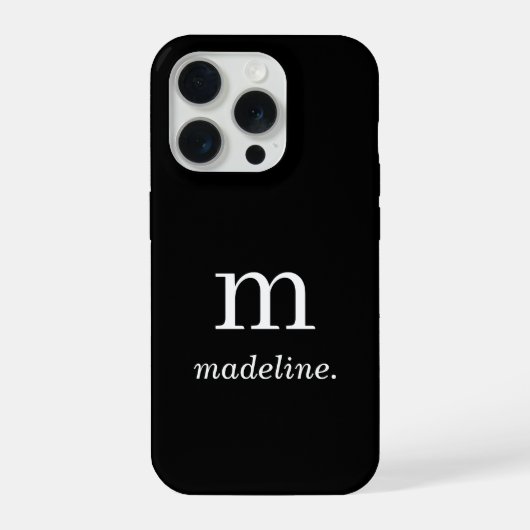 Monogramme | Nom Initial Noir Blanc Minimal Modern (Verso)
