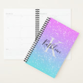 Monogramme Nom initial Pink Blue Sparkle Girl (Devant avec enveloppe)