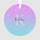 Monogramme Nom initial Pink Blue Sparkle Ombre (dos)