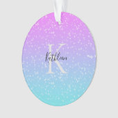 Monogramme Nom initial Pink Blue Sparkle Ombre (devant)