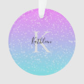 Monogramme Nom initial Pink Blue Sparkle Ombre (devant)