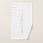 Monogramme Nom initial Script Jaune Or Blanc (Serviette à main)