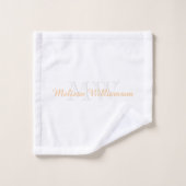 Monogramme Nom initial Script Jaune Or Blanc (Gant de toilette)