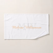 Monogramme Nom initial Script Jaune Or Blanc (Serviette à main)