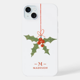 Monogramme Nom Noël Holly Floral Hiver