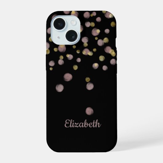 Monogramme Nom Noir Rose Blush Or Cercles (Verso)