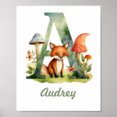 Monogramme Nom Nursery Poster Woodland Lettre A (Devant)