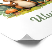 Monogramme Nom Nursery Poster Woodland Lettre U (Coin)