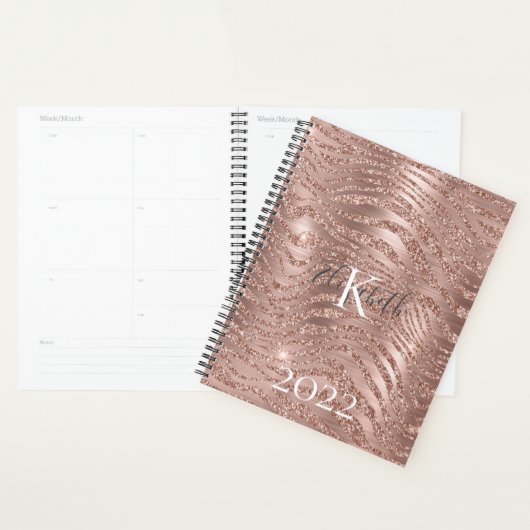 Monogramme Nom Rose Parties scintillant or Poster  (Devant avec enveloppe)