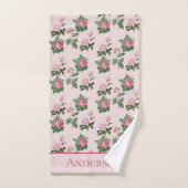Monogramme Nom Roses Roses Fleuris Shabby Chic (Serviette à main)
