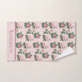 Monogramme Nom Roses Roses Fleuris Shabby Chic (Serviette à main)