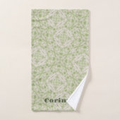 Monogramme Nom Sage Green Motif | (Serviette à main)