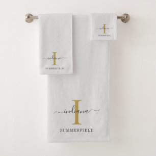 Monogramme Nom Script Minimaliste Gold Grey