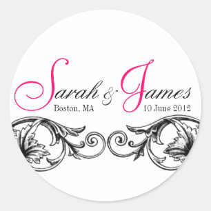 Monogramme Noms Date Lieu Mariage Stickers