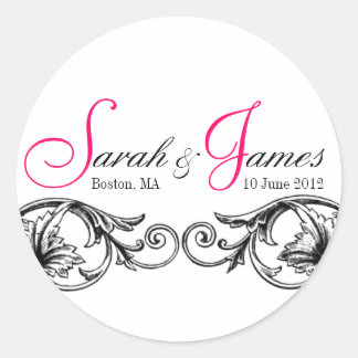 Monogramme Noms Date Lieu Mariage Stickers