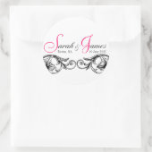 Monogramme Noms Date Lieu Mariage Stickers (Sac)