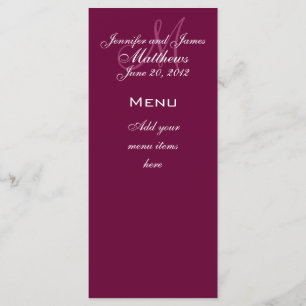 Monogramme Noms Date Mariage Menu Cartes Vin
