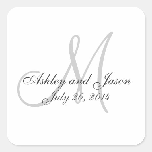 Monogramme Noms Mariage Favor Sticker Modèle (Devant)