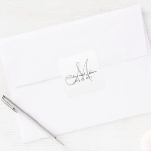 Monogramme Noms Mariage Favor Sticker Modèle