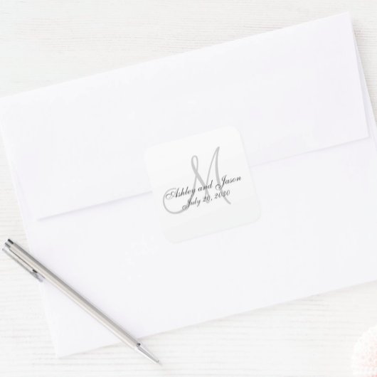 Monogramme Noms Mariage Favor Sticker Modèle