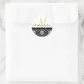 Monogramme & Noms Sticker Mariage vert Damask (Sac)